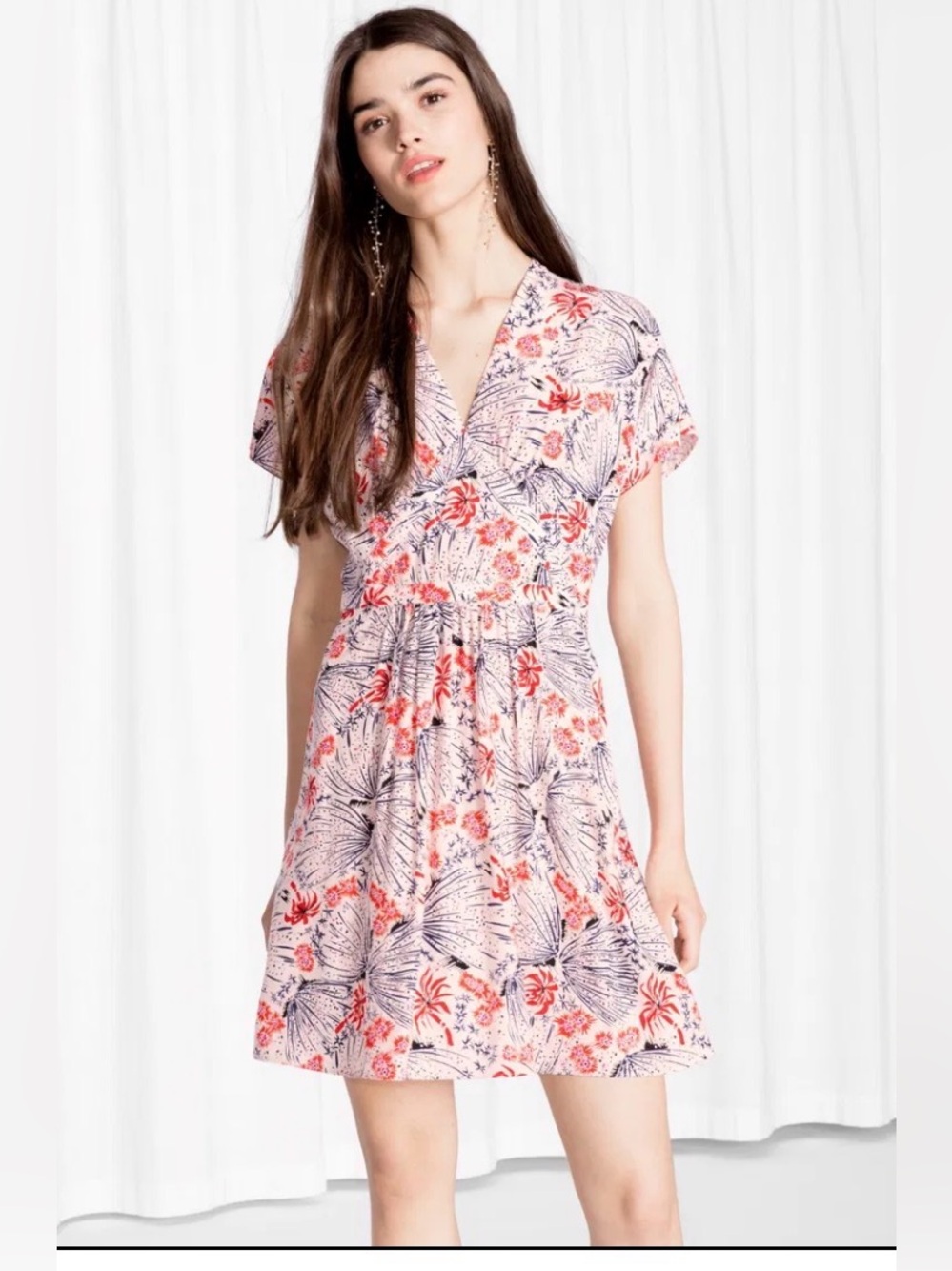& OTHER STORIES Shinjuku Gathered Mini Dress with Cap Sleeves in Size 4